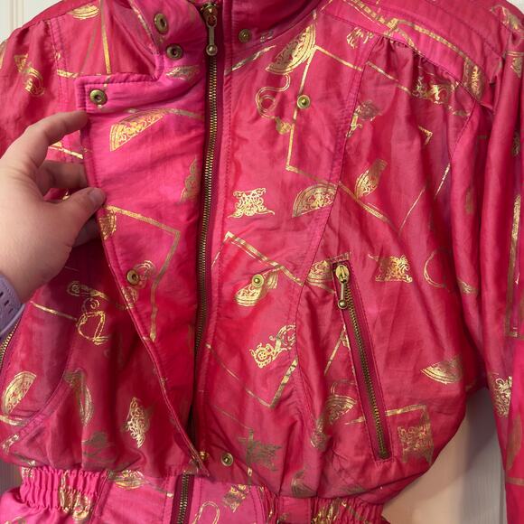 Vintage Nils Skiwear Women’s Winter Ski Coat Size 10 Pink Gold Full Zip - Picture 13 of 13